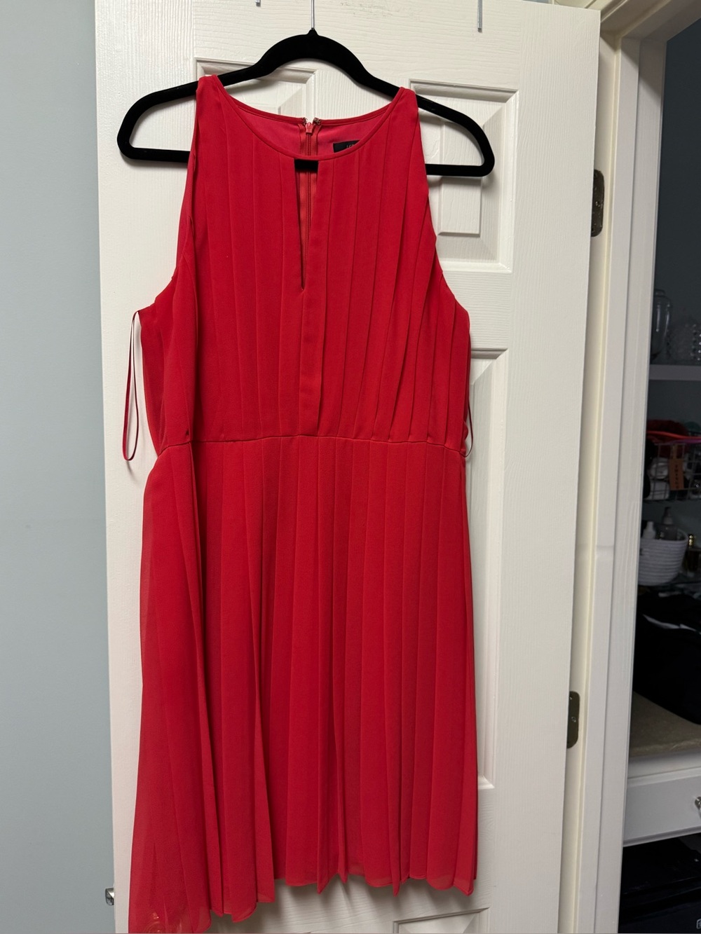 J. Crew Bright Red Pleated Sleeveless Mini Dress